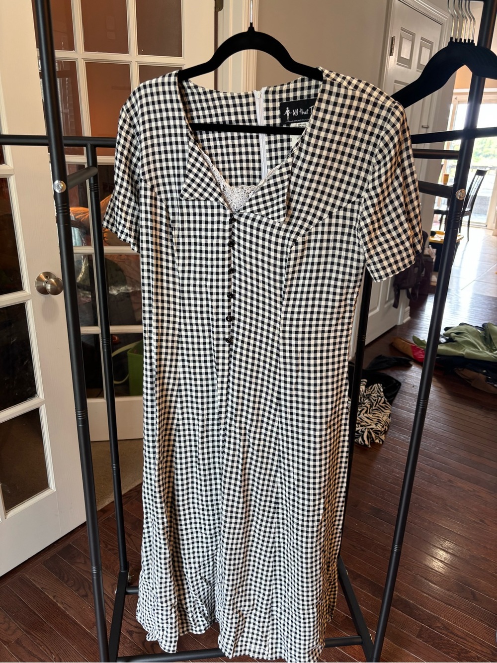90s Gingham Dress with Peek-a-boo Lace